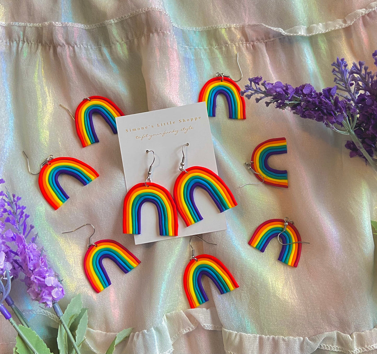 rainbow earrings | clay earrings | rainbow | polymer clay | pride | colorful | earrings | funky jewelry | hypoallergenic