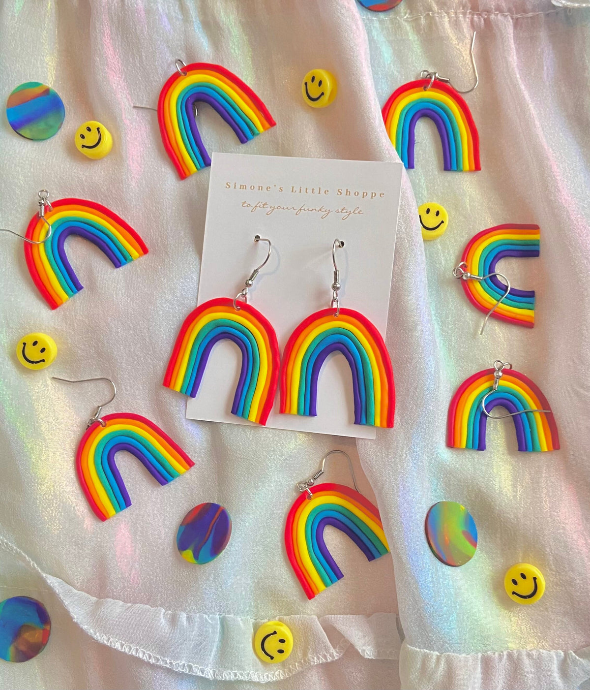rainbow earrings | clay earrings | rainbow | polymer clay | pride | colorful | earrings | funky jewelry | hypoallergenic
