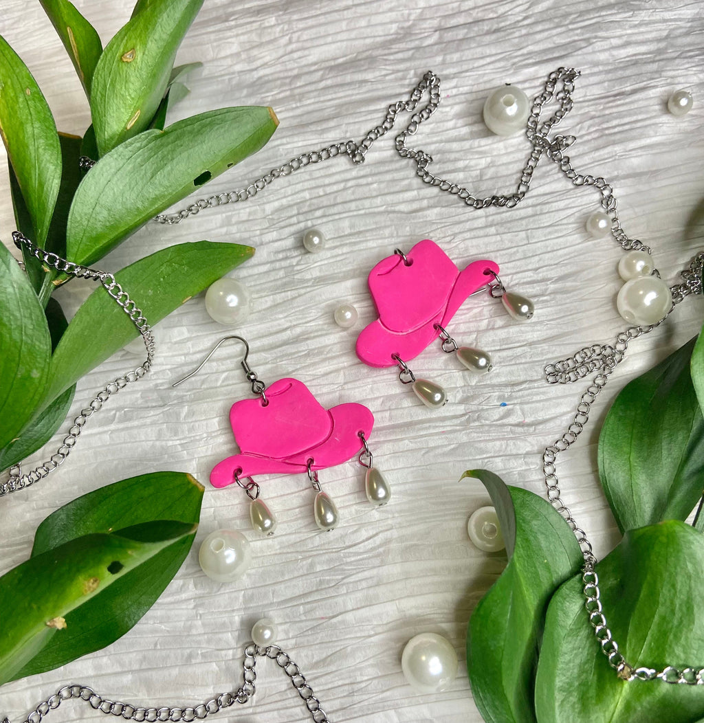 PEARLY COWGIRL earrings |cowboy hat earrings| cowgirl earrings | nashville | bachelorette party | country girl jewelry | cowgirl hat jewelry