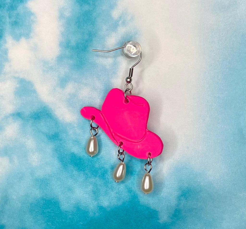 PEARLY COWGIRL earrings |cowboy hat earrings| cowgirl earrings | nashville | bachelorette party | country girl jewelry | cowgirl hat jewelry