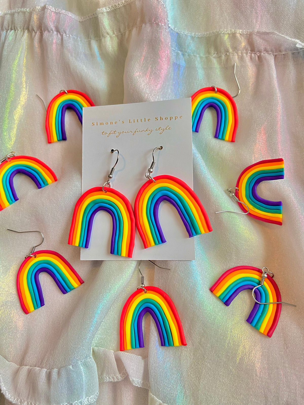rainbow earrings | clay earrings | rainbow | polymer clay | pride | colorful | earrings | funky jewelry | hypoallergenic