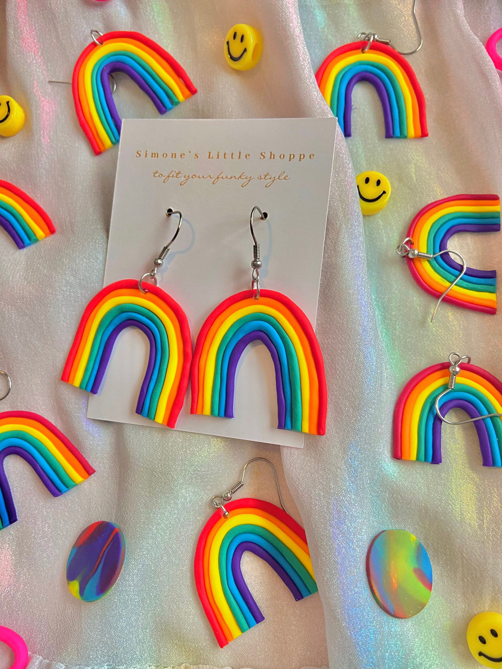 rainbow earrings | clay earrings | rainbow | polymer clay | pride | colorful | earrings | funky jewelry | hypoallergenic