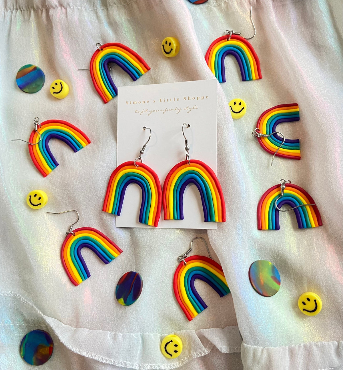 rainbow earrings | clay earrings | rainbow | polymer clay | pride | colorful | earrings | funky jewelry | hypoallergenic