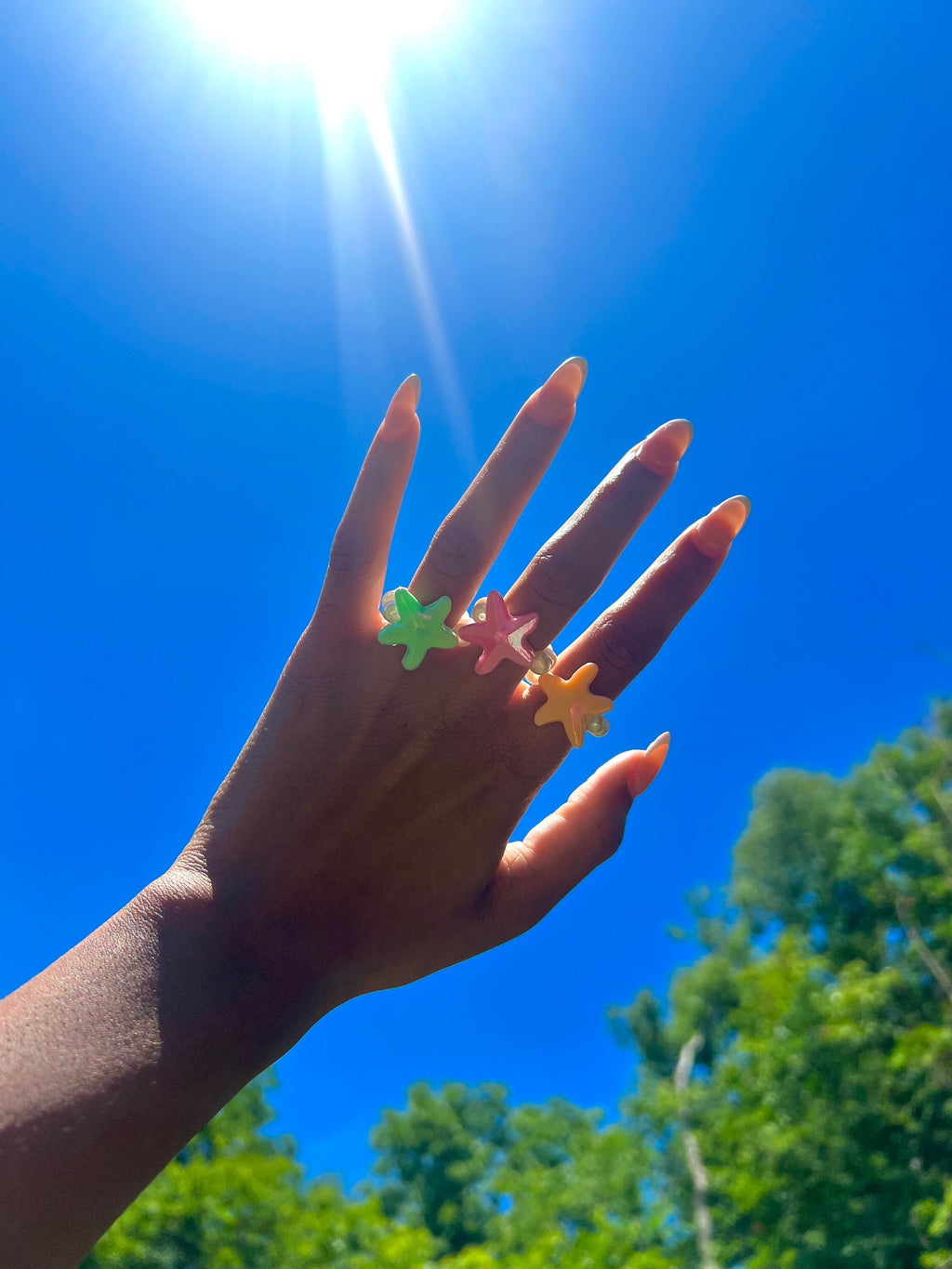 starfish rings | beaded rings | pearl rings | ocean rings | beachy ring | stretchy rings | gifts for ring lovers | gifts ideas