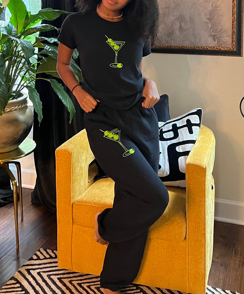 martini set | sweat set | comfortable set | loungewear | martini lovers | sweatpants | baby tee | clothing set | cute set | sweat sets