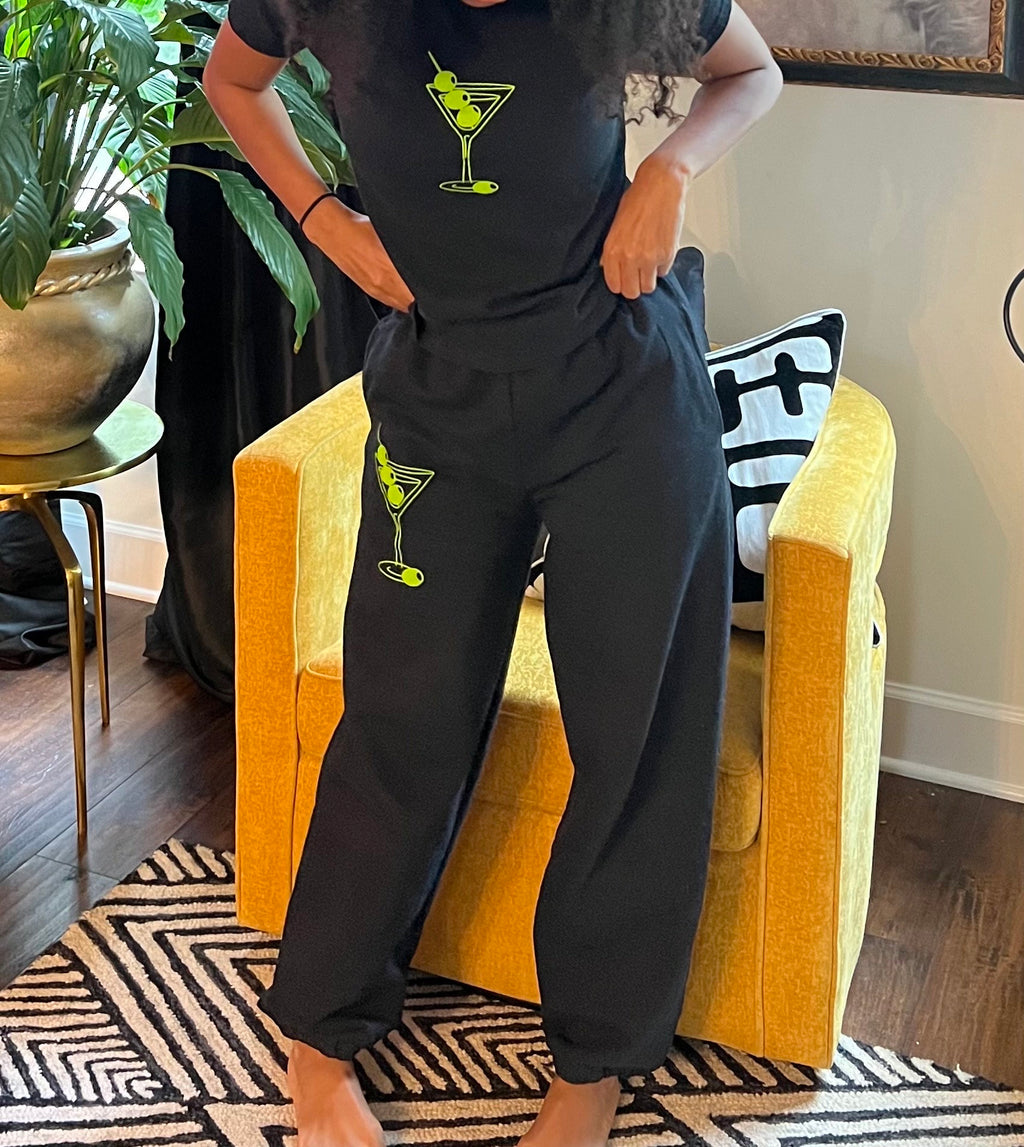 martini set | sweat set | comfortable set | loungewear | martini lovers | sweatpants | baby tee | clothing set | cute set | sweat sets