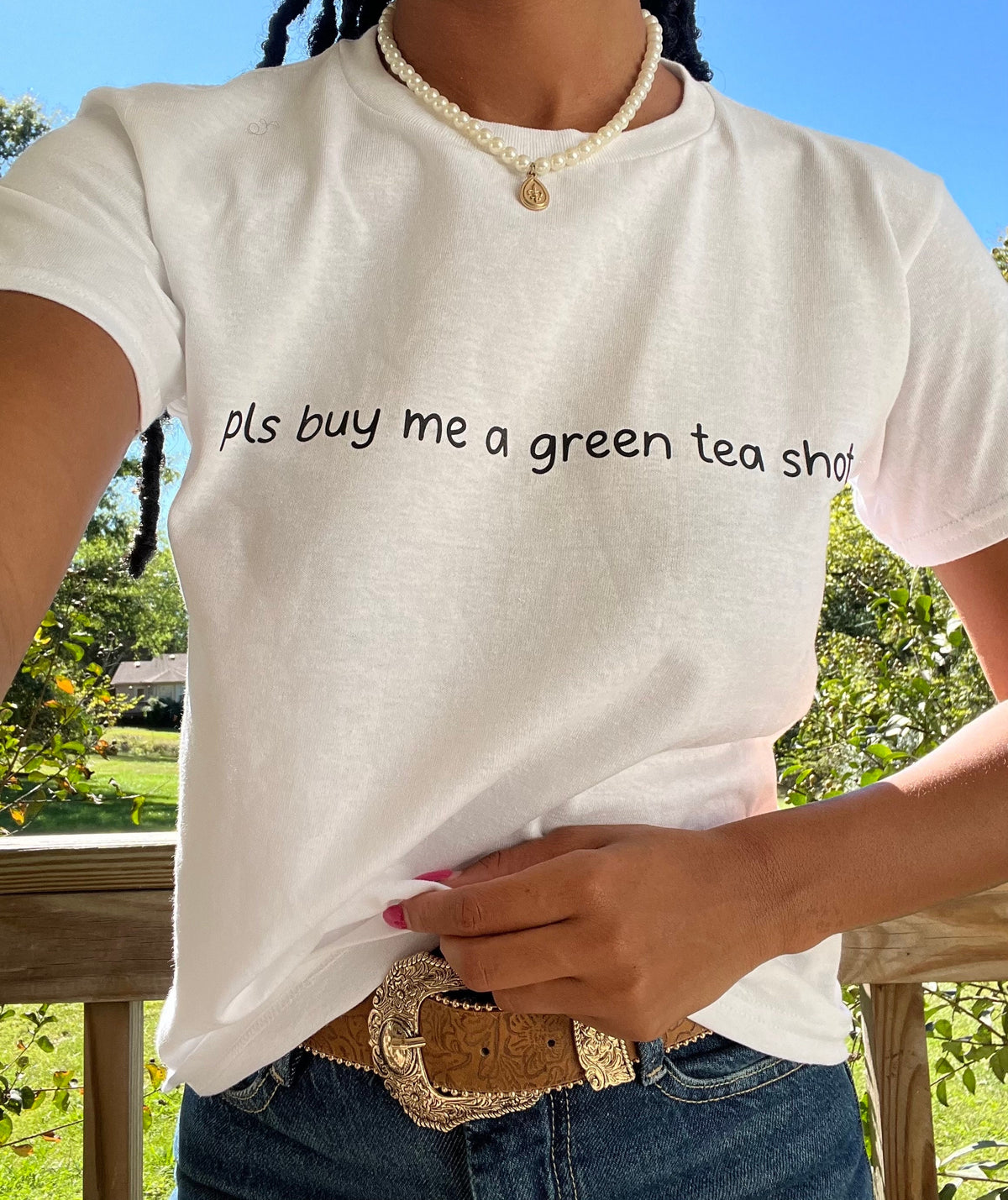 pls buy me a green tea shot BABY TEE| funny tee | going out short | downtown shirt | bachelorette trip shirt | green tea shot shirt |
