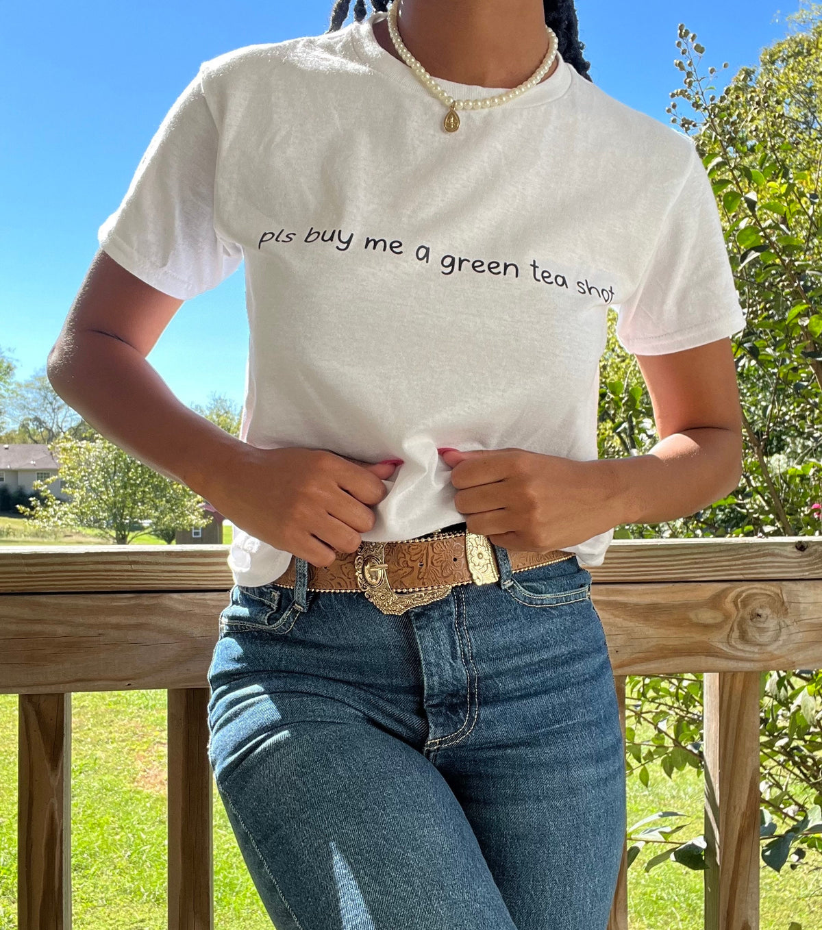 pls buy me a green tea shot BABY TEE| funny tee | going out short | downtown shirt | bachelorette trip shirt | green tea shot shirt |