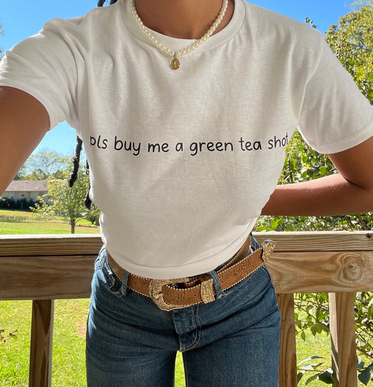 pls buy me a green tea shot BABY TEE| funny tee | going out short | downtown shirt | bachelorette trip shirt | green tea shot shirt |