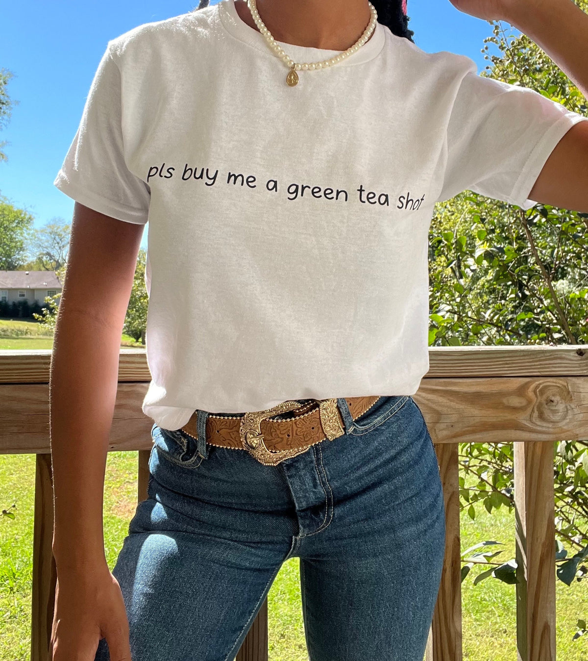 pls buy me a green tea shot BABY TEE| funny tee | going out short | downtown shirt | bachelorette trip shirt | green tea shot shirt |
