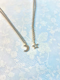 moon and star necklaces | silver jewelry | star jewelry | matching necklace | best friend necklace | moon necklace | everyday nevklace |