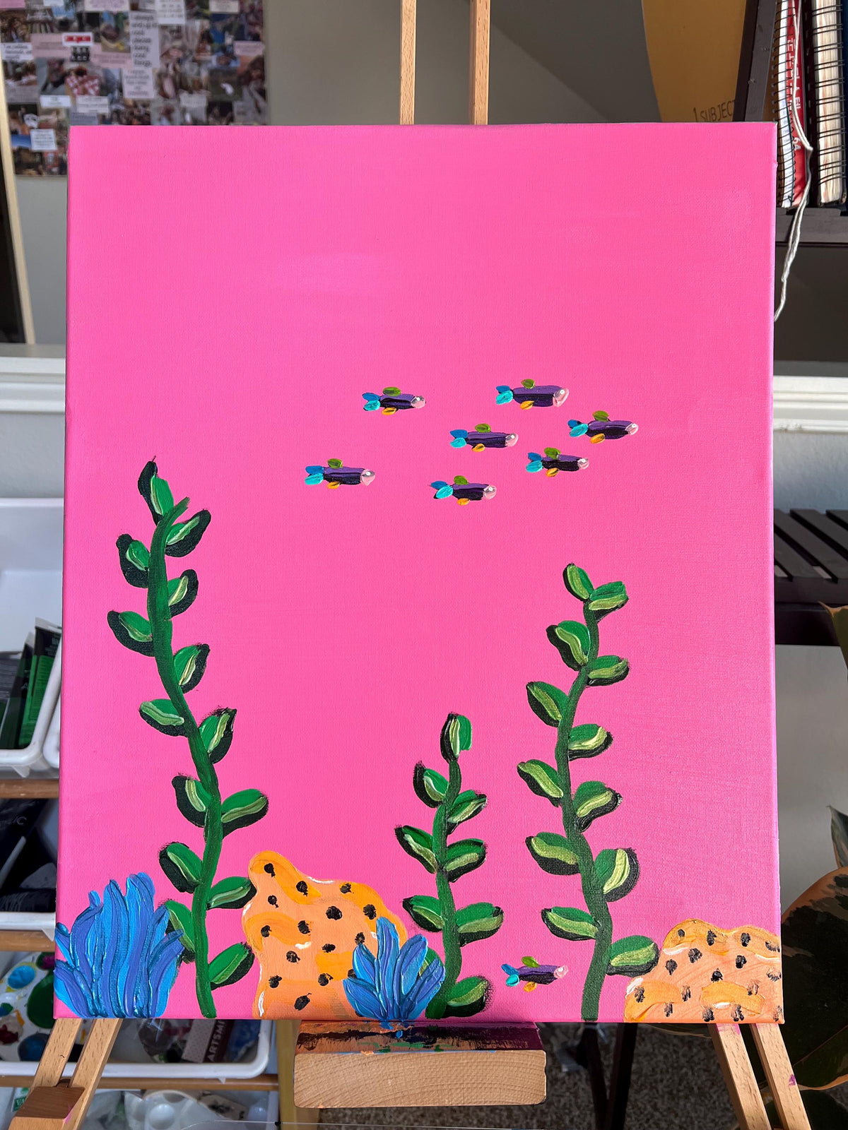 Bubblegum reef original painting | original art | original artwork | colorful | Simone’s Little Shoppe| wall decor | fish painting |