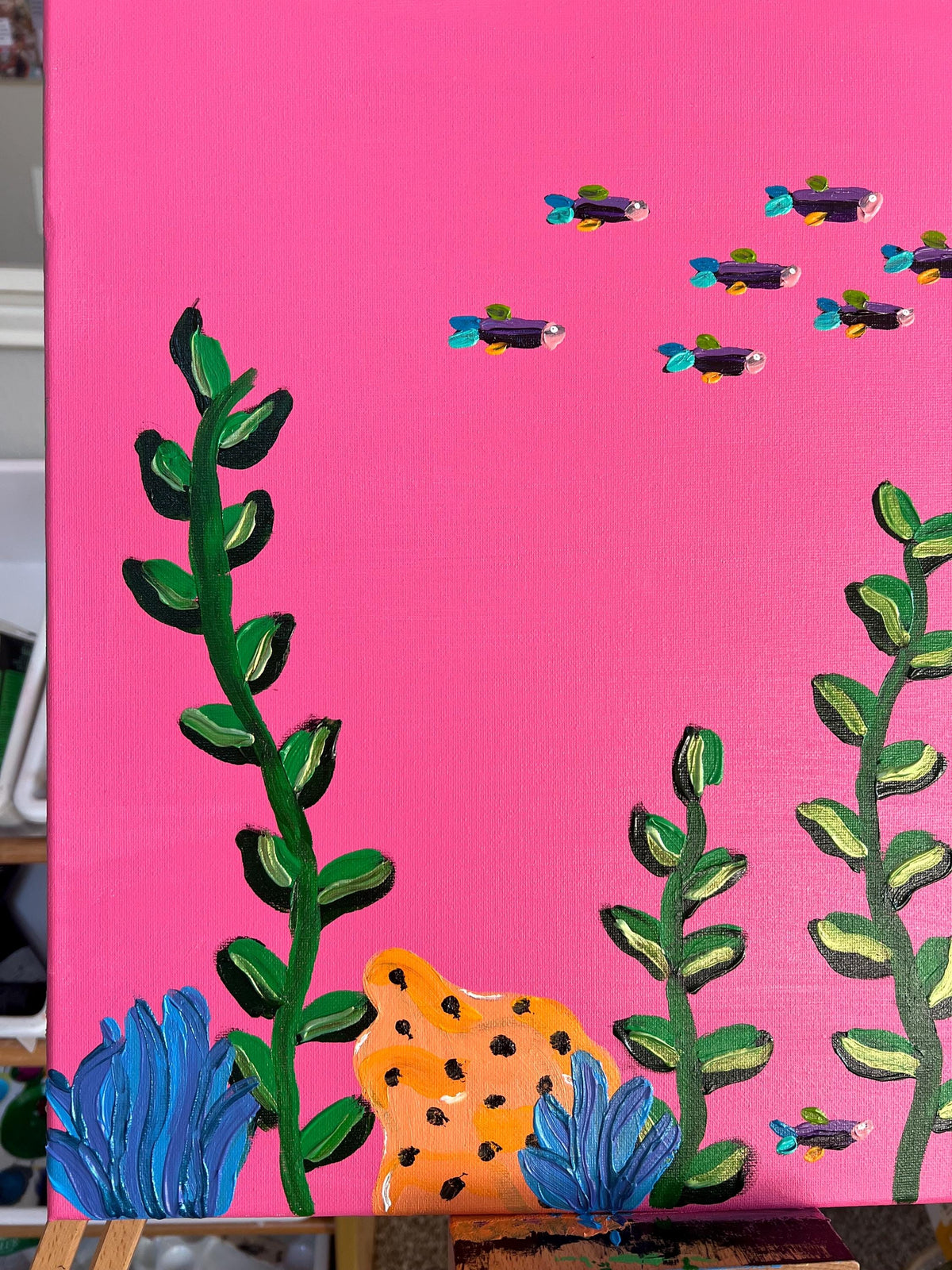Bubblegum reef original painting | original art | original artwork | colorful | Simone’s Little Shoppe| wall decor | fish painting |