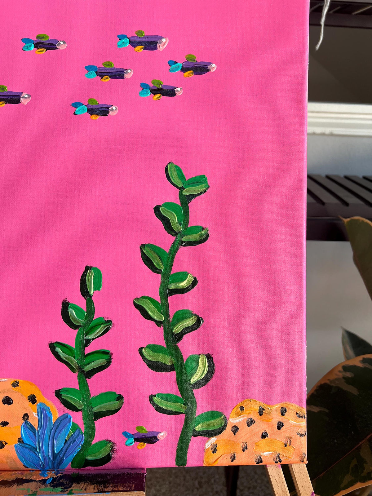 Bubblegum reef original painting | original art | original artwork | colorful | Simone’s Little Shoppe| wall decor | fish painting |